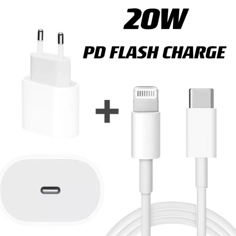 Carregador Para iPhone Fonte + Cabo 20w PD Turbo Rapido Tipo C Lightning