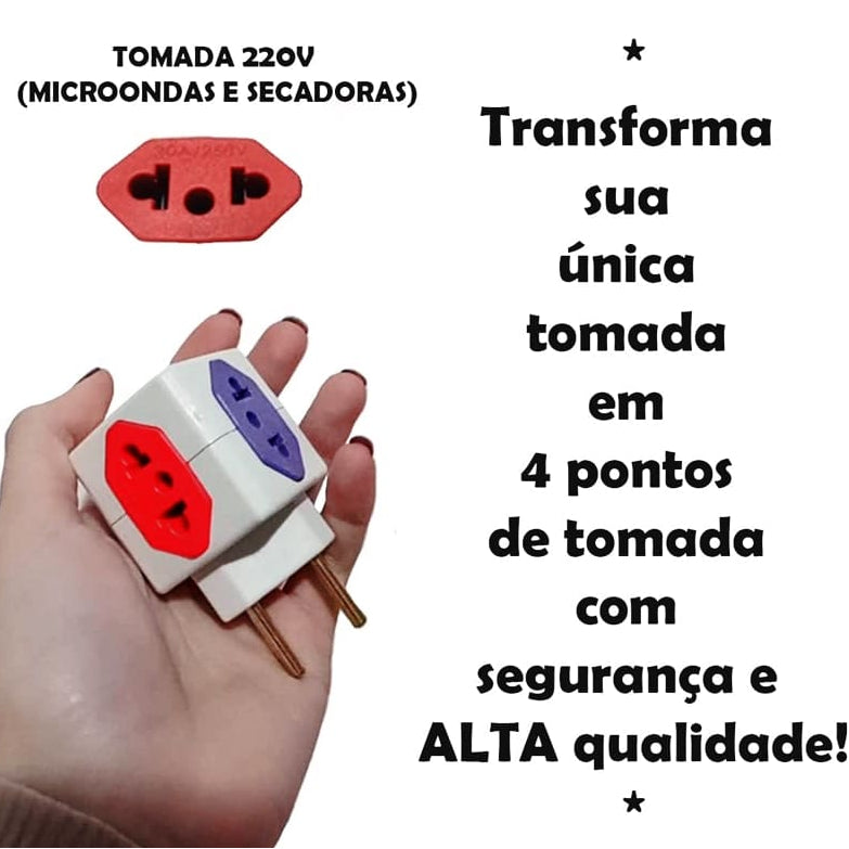 Adaptador De Tomada Kit C/5 Benjamin Cubo 10a/20a 4 Tomadas