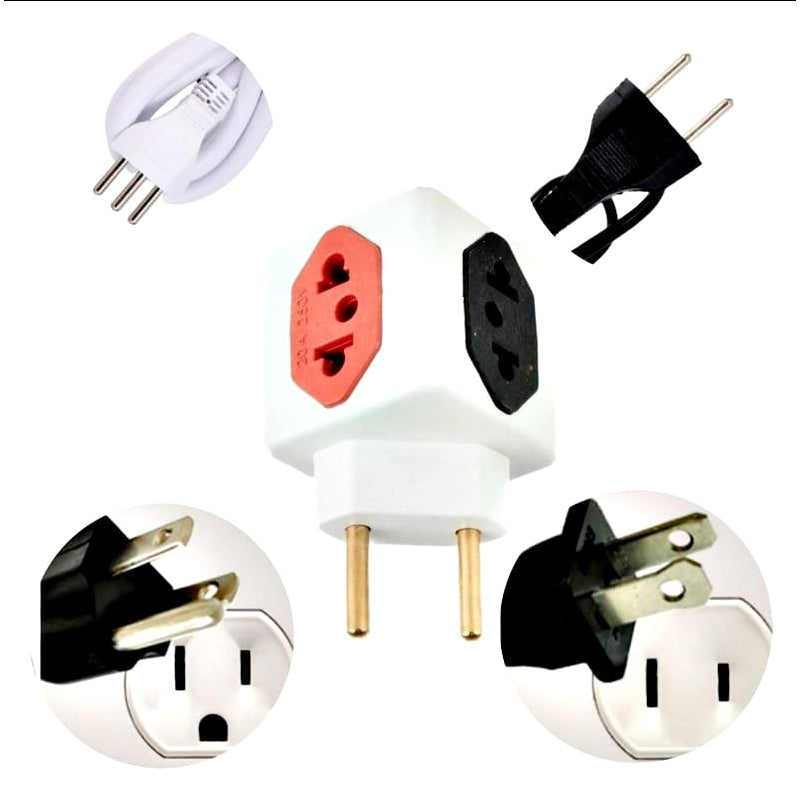 Adaptador De Tomada Kit C/5 Benjamin Cubo 10a/20a 4 Tomadas