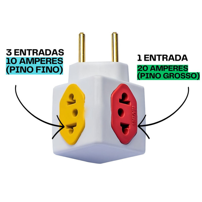 Adaptador De Tomada Kit C/5 Benjamin Cubo 10a/20a 4 Tomadas