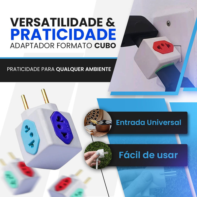 Adaptador De Tomada Kit C/5 Benjamin Cubo 10a/20a 4 Tomadas