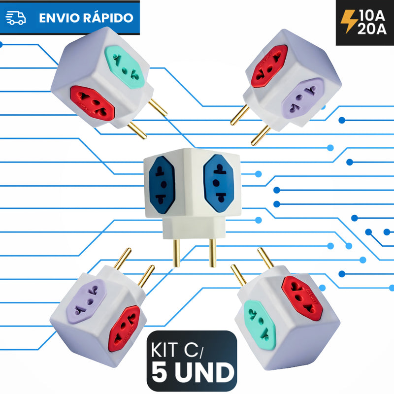 Adaptador De Tomada Kit C/5 Benjamin Cubo 10a/20a 4 Tomadas