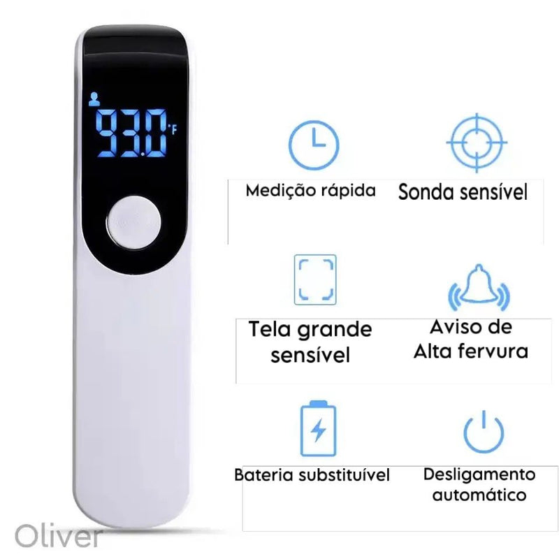 Termômetro Digital De Testa com Alerta de Febre Infravermelho Para Medição De Temperatura Febre