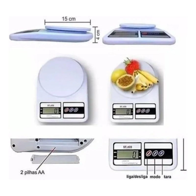 Balança Cozinha Digital 10kg Alta Precisão Dieta e Nutrição Marmitas