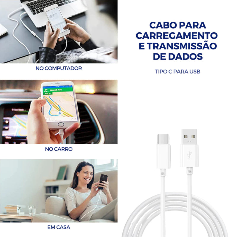 Cabo para Celular USB Tipo C Android 2 Metros