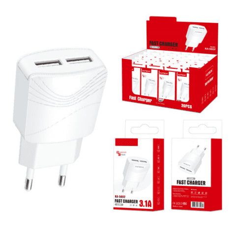 Carregador para Celular 2 Entradas USB 3.1A Android ou Iphone