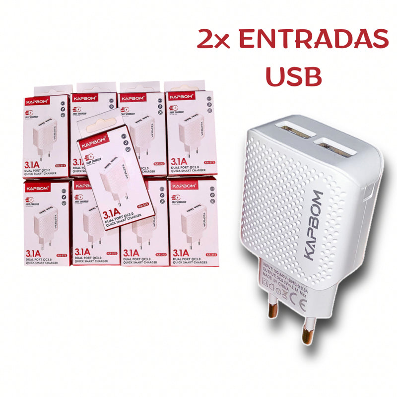 Carregador para Celular 2 Entradas USB 3.1A Android ou Iphone