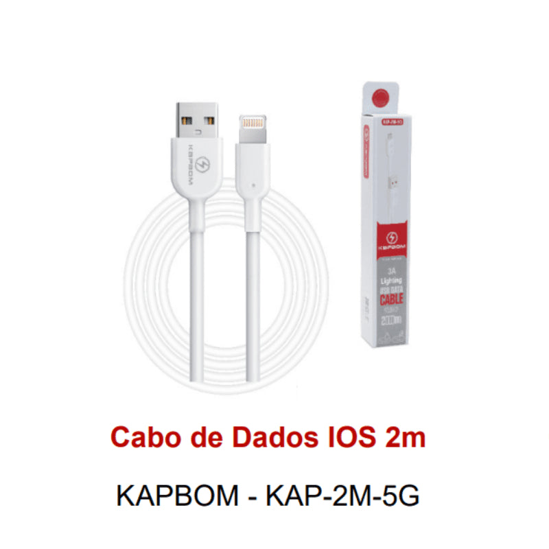 Cabo para Celular Iphone USB Tipo Lightning 2 Metros Carregamento Rápido Transferência de Dados