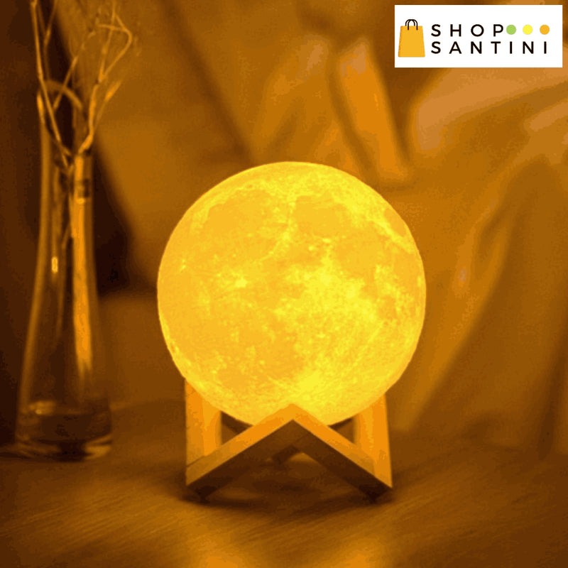 Luminária de Lua Cheia 3D LED Abajur Decoração