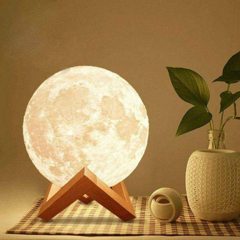 Luminária de Lua Cheia 3D LED Abajur Decoração