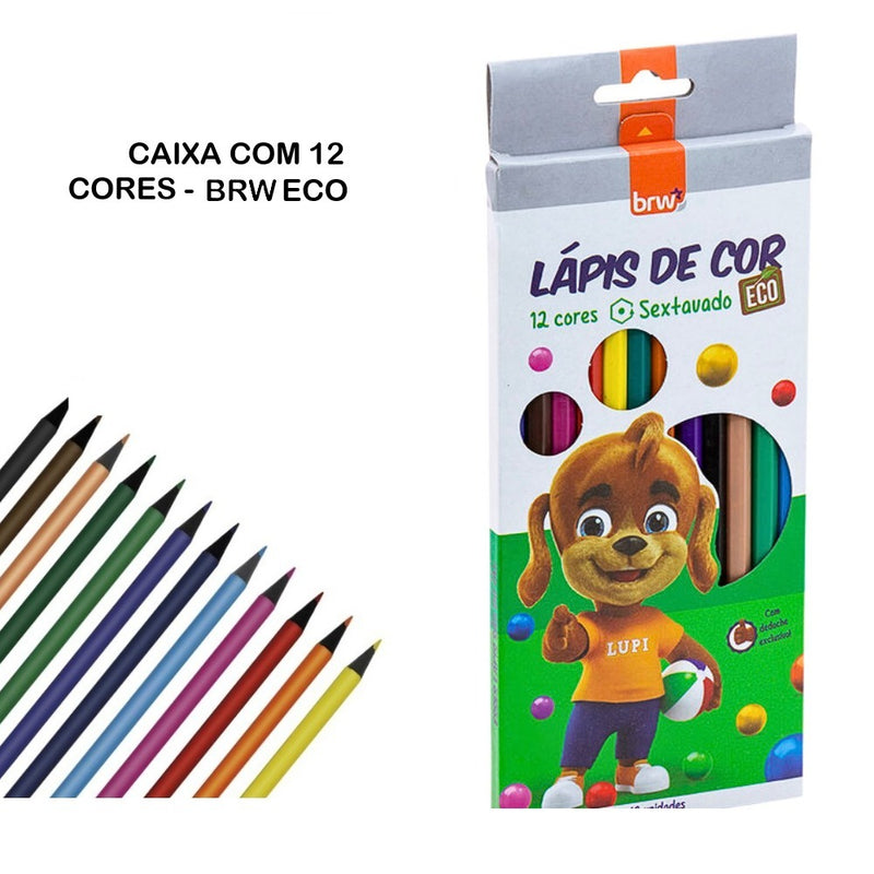 Caixa de Lápis 12 Cores Sextavado Linha ECO MASTER OU BRW