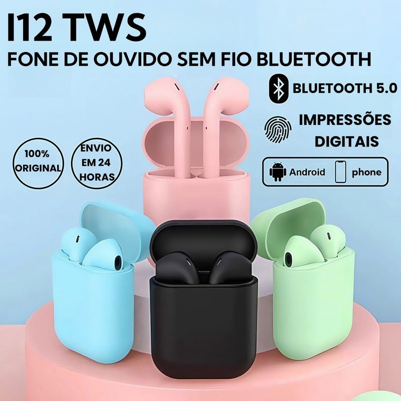 Fone de ouvido i12 Tws Bluetooth 5.0 Com Microfone Para IOS Android Recarregável Sem Fio