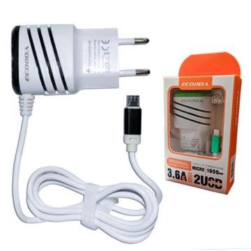 Carregador de Celular MICRO V8 3.6a Turbo Fast Charger com Duas Saídas USB Homologado pela ANATEL