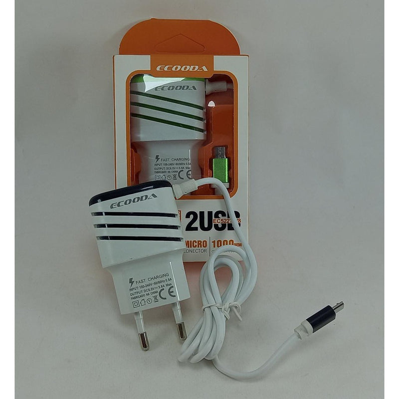 Carregador de Celular MICRO V8 3.6a Turbo Fast Charger com Duas Saídas USB Homologado pela ANATEL