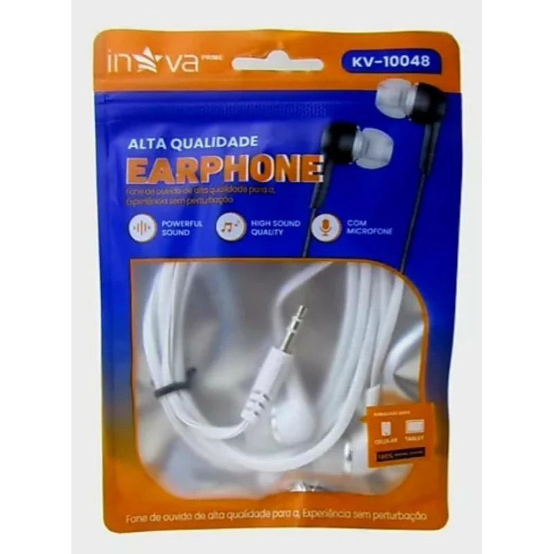 Fone de Ouvido INOVA Estéreo com Fio - Preto  FON-10066