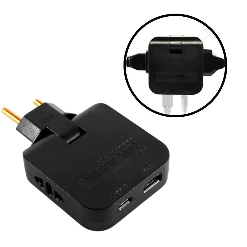 Adaptador Tomada Benjamin Articulado Dobrável Com 1 Entrada USB + 1 Entrada Tipo C Casa Escritório
