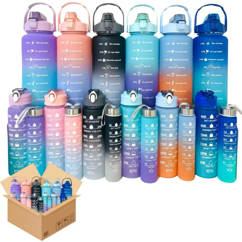 Kit 3 Garrafa Squeeze 2L+ 900ml +300ml com Adesivos Academia Escola Treino Antivazamento