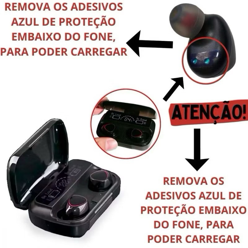 Fone De Ouvido Sem Fio M10 V5.3 Bluetooth Display Touch Android e Iphone
