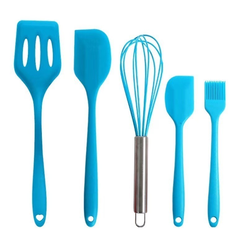 Utensilios de Cozinha 5 Peças em Silicone Colher Espátula Fue Pincel e Sílios