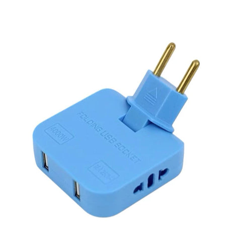 Adaptador Tomada Benjamin Articulado Dobrável Com 2 Entradas USB Casa e Escritório