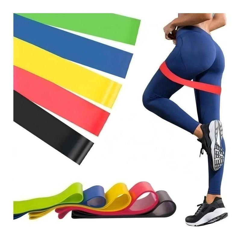 Faixas Elásticas Kit C5 para Exercícios Multifuncional Yoga Fisioterapia Treino e Academia