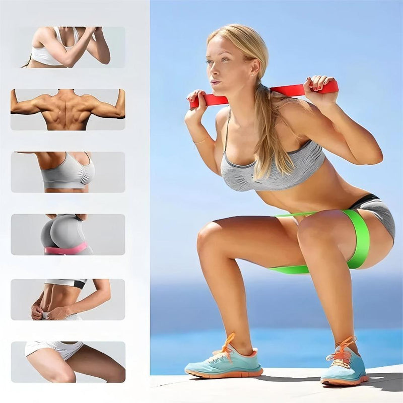 Faixas Elásticas Kit C5 para Exercícios Multifuncional Yoga Fisioterapia Treino e Academia