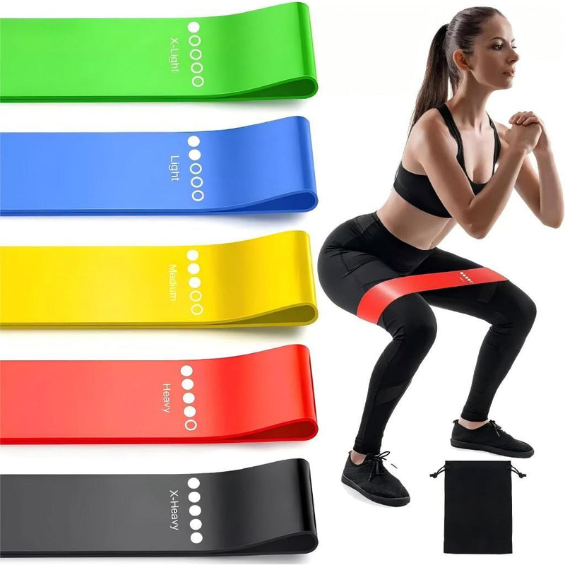 Faixas Elásticas Kit C5 para Exercícios Multifuncional Yoga Fisioterapia Treino e Academia