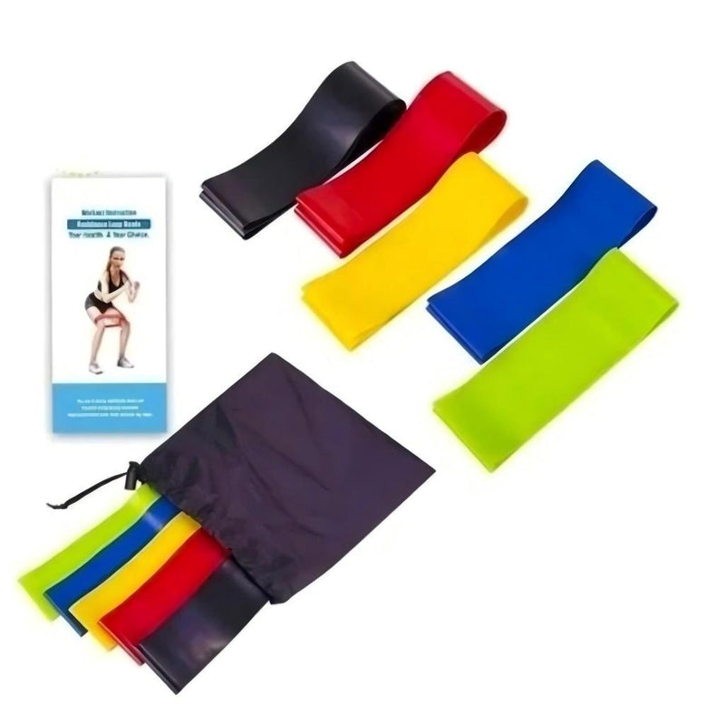 Faixas Elásticas Kit C5 para Exercícios Multifuncional Yoga Fisioterapia Treino e Academia