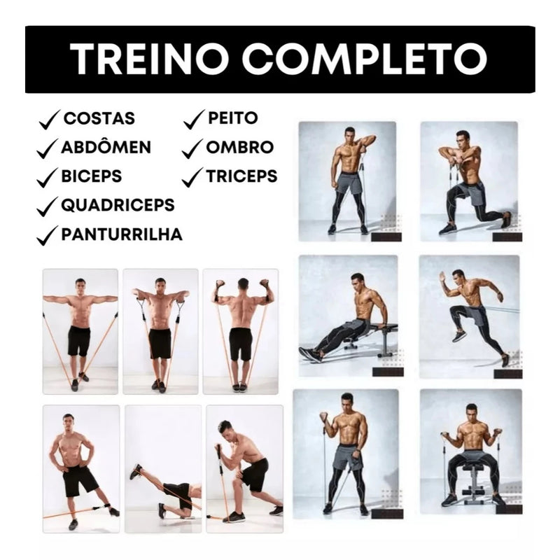Elástico de Tensão Extensor Exercícios Musculação Treino Ombro Braço Glúteos Academia Em Casa