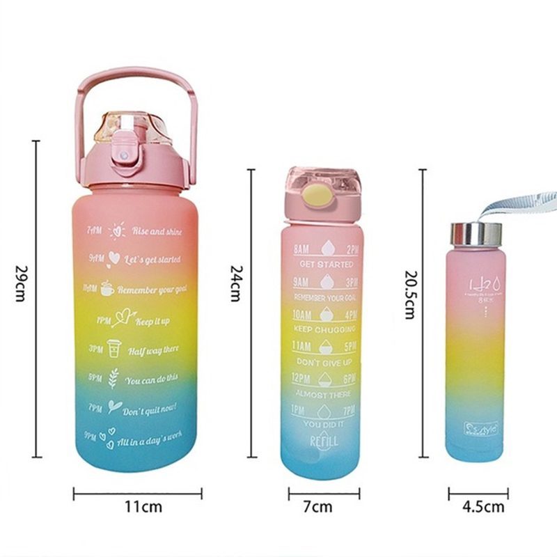 Kit 3 Garrafa Squeeze 2L+ 900ml +300ml com Adesivos Academia Escola Treino Antivazamento