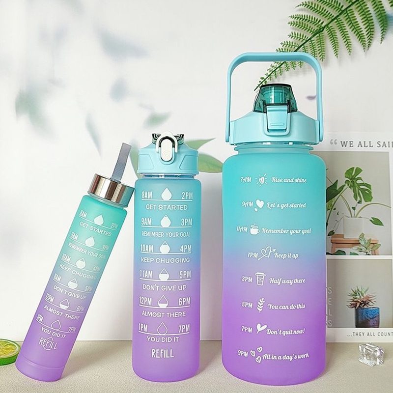 Kit 3 Garrafa Squeeze 2L+ 900ml +300ml com Adesivos Academia Escola Treino Antivazamento