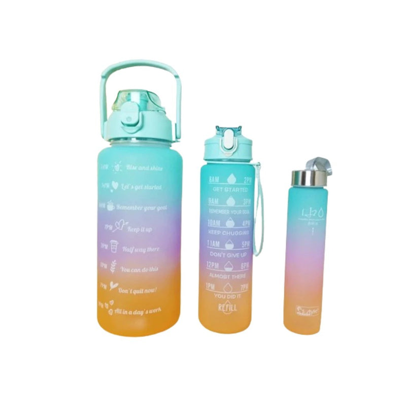 Kit 3 Garrafa Squeeze 2L+ 900ml +300ml com Adesivos Academia Escola Treino Antivazamento