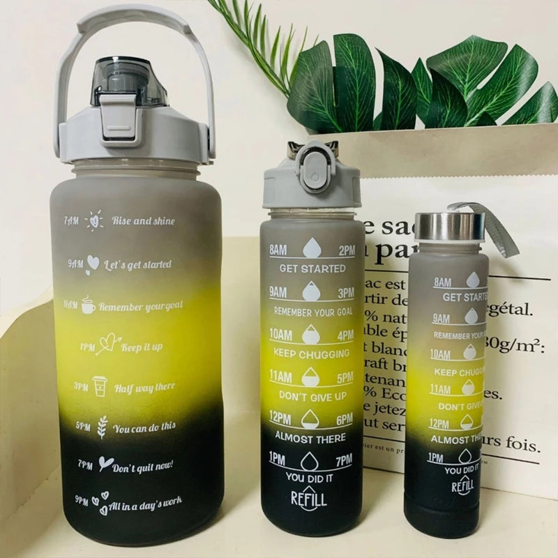 Kit 3 Garrafa Squeeze 2L+ 900ml +300ml com Adesivos Academia Escola Treino Antivazamento