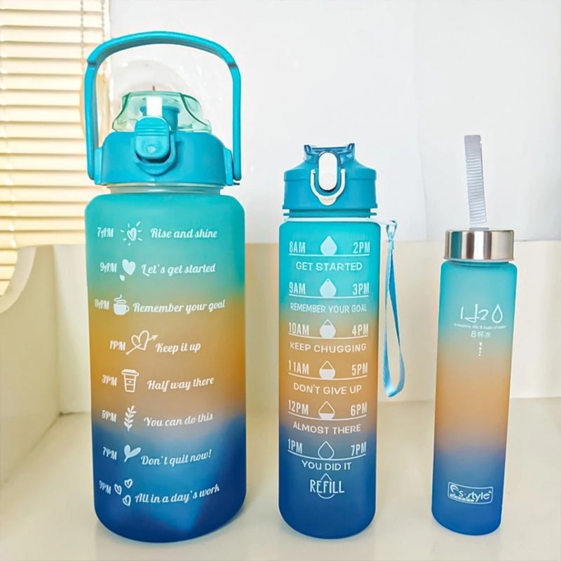Kit 3 Garrafa Squeeze 2L+ 900ml +300ml com Adesivos Academia Escola Treino Antivazamento