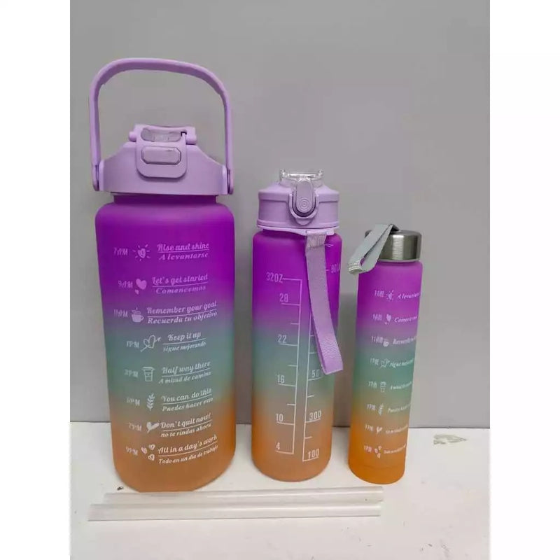 Kit 3 Garrafa Squeeze 2L+ 900ml +300ml com Adesivos Academia Escola Treino Antivazamento