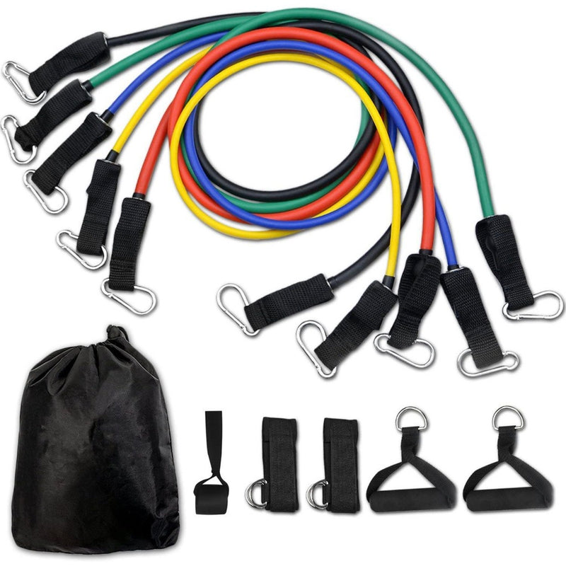 Kit Elástico Extensor 11 Itens Treino Intenso Funcional Musculação, Yoga, Pilates Academia