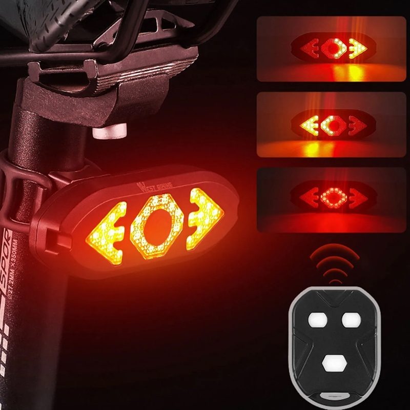 Lanterna Traseira Bike Com Seta e Controle Remoto para bicicleta