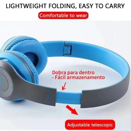 Headphone Fone Sem Fio P47 Bluetooth/AUX/FM Redução de Ruído Áudio Premium Conforto Presente